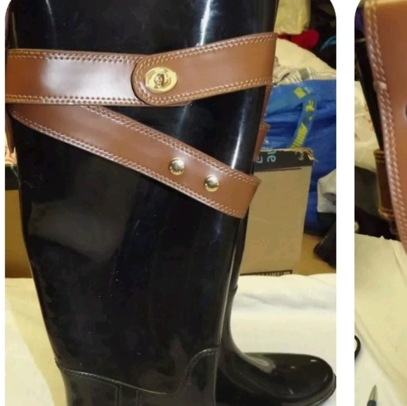 COACH Equestrian KNEE HIGH RUBBER RAIN BOOTS SIZE 7M - Picture 7 of 12